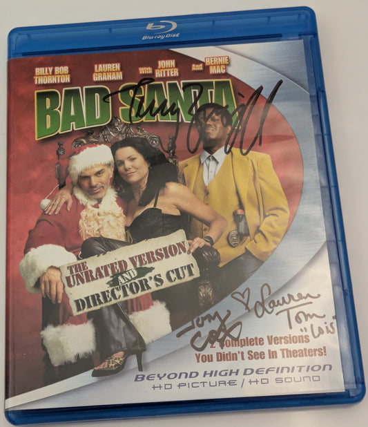 Bad Santa Blu Ray DVD Signed Autographed By Tony Cox, Terry Zwigoff, Lauren Tom