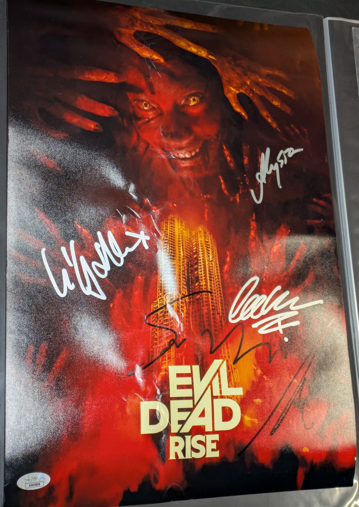 Evil Dead Rise 12x18 Poster Cast Signed x5 Bruce Campbell Sam Raimi JSA -Damaged