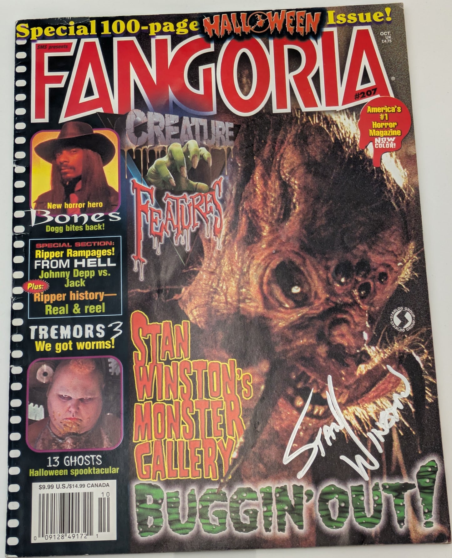 Fangoria Magazine #207 Signed By Stan Winston Halloween Creature Features Issue