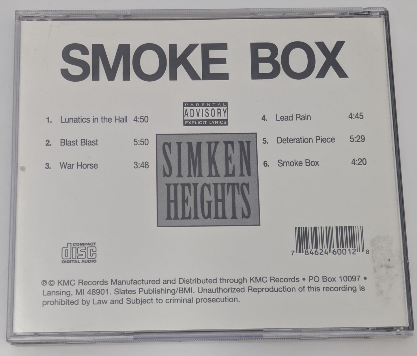 Simken Heights Smoke Box CD Lansing Michigan Hip Hop Rap ICP Horrorcore