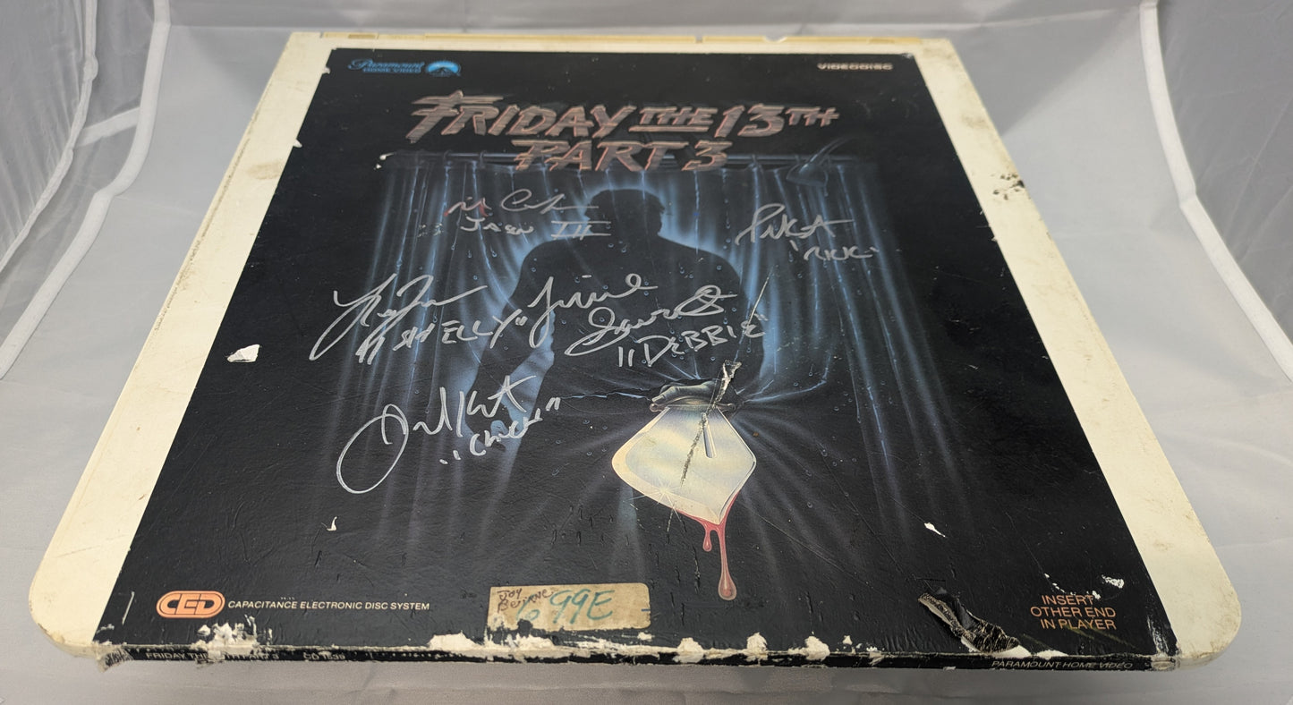 Friday The 13th Part 3 Cast Signed CED Video Disc Vintage Rough Shape