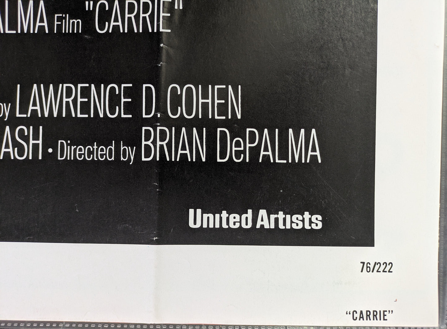 Carrie 1976 Original 27x41 One Sheet Movie Signed / Autographed By Sissy Spacek