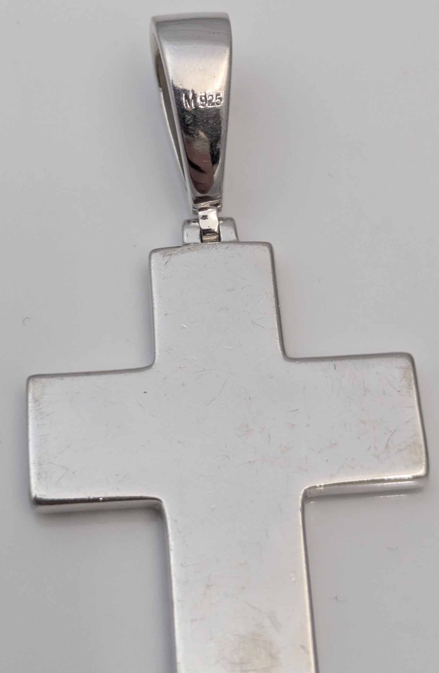 925 Sterling Silver Moissanite Cross Pendant / Charm Black Enamel Harlem Bling