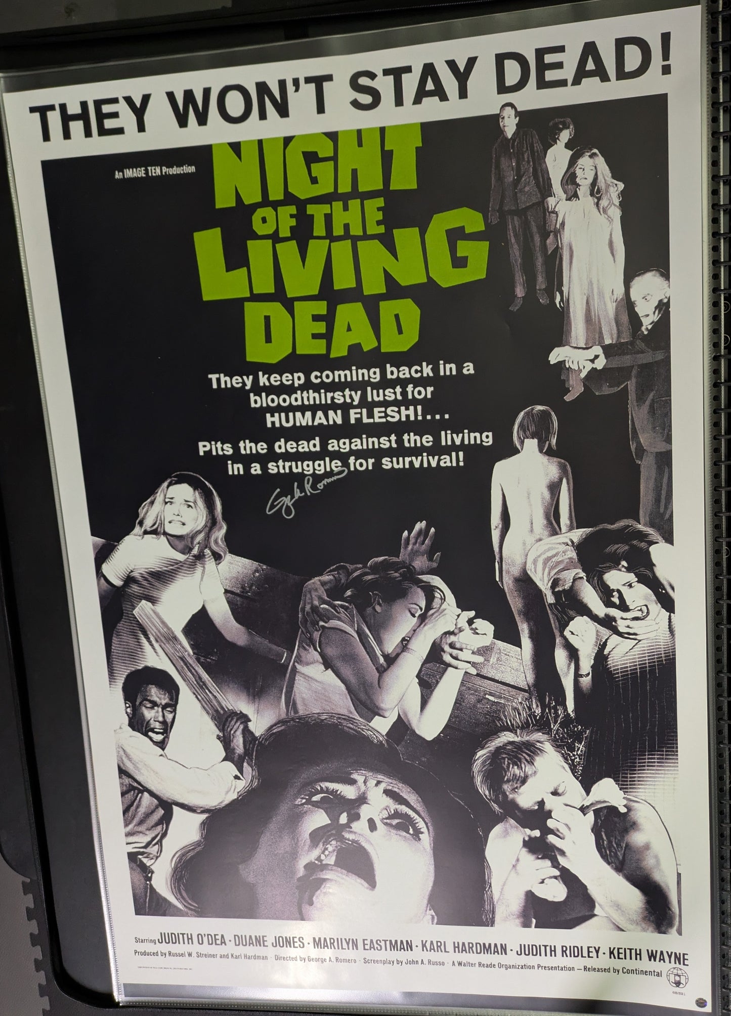 George A Romero Signed / Autographed Night Of The Living Dead 27x40 Poster COA