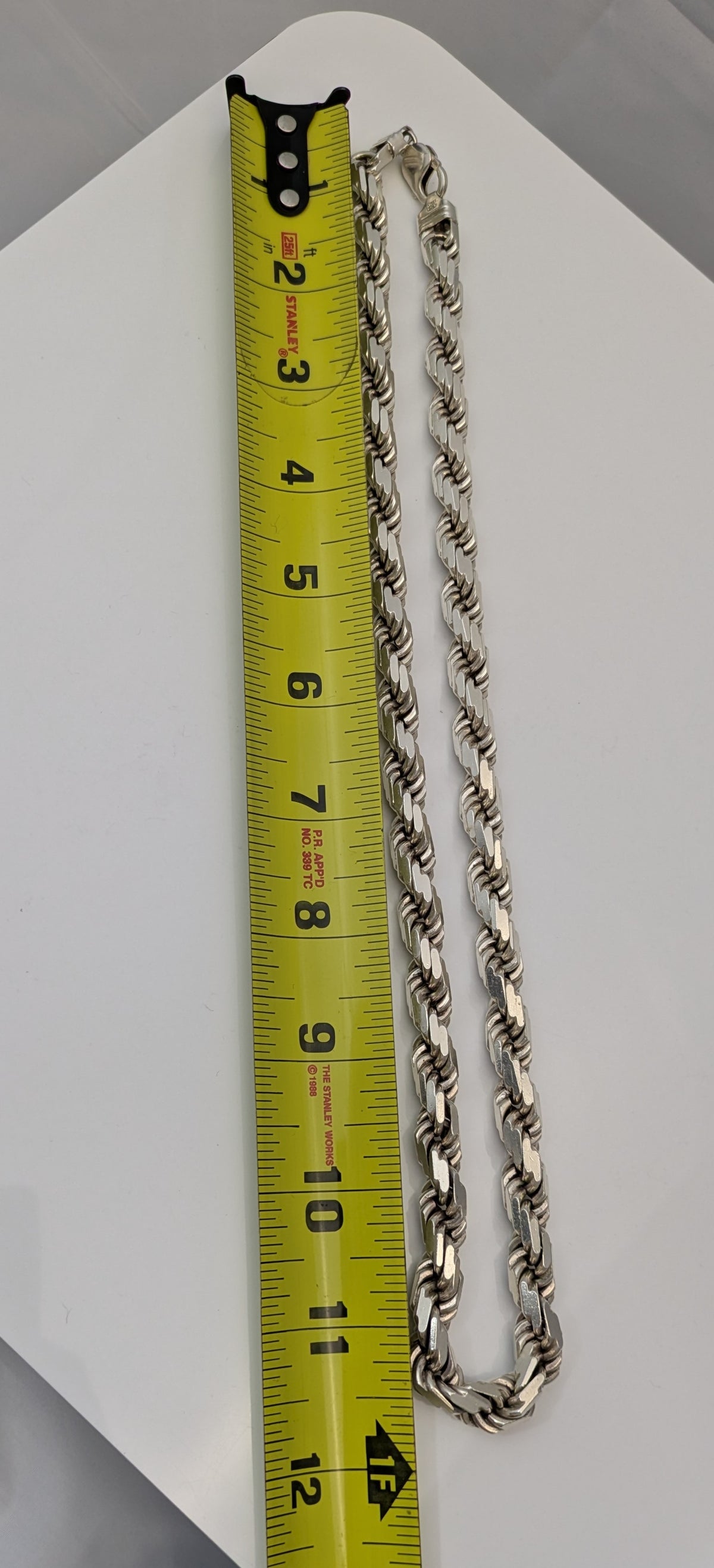 925 Sterling Silver Solid Diamond Cut Rope Chain / Necklace 24" 9mm 168 Grams