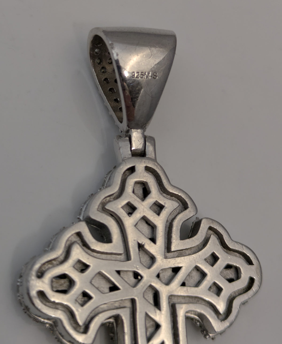925 Sterling Silver Moissanite Cross Gothic Pendant / Charm Baquette Iced Bling