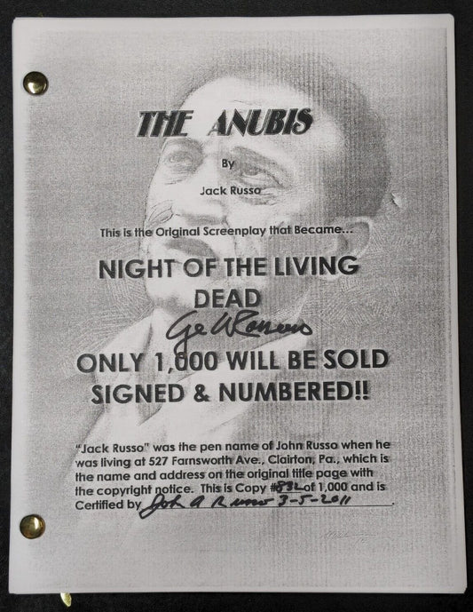 Night of the Living Dead / Anubis Script Signed by George A. Romero & John Russo